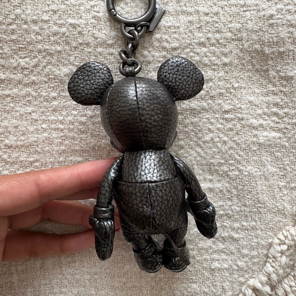 Coach Black Textured Mickey Mouse Key Charm - Picture 3 of 4